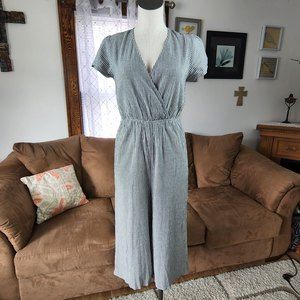 Express Gray and white Striped Jumpsuit Romper